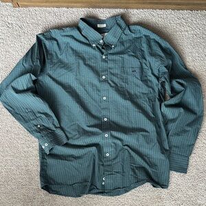 Men's Green Checkered Button-Down Shirt